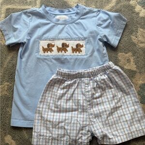 Blue Kids Short Sleeve Tee with Dog Design